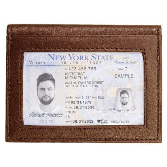 Genuine Leather Men's Bifold Card Holder with RFID Blocking - Picture 3 of 5